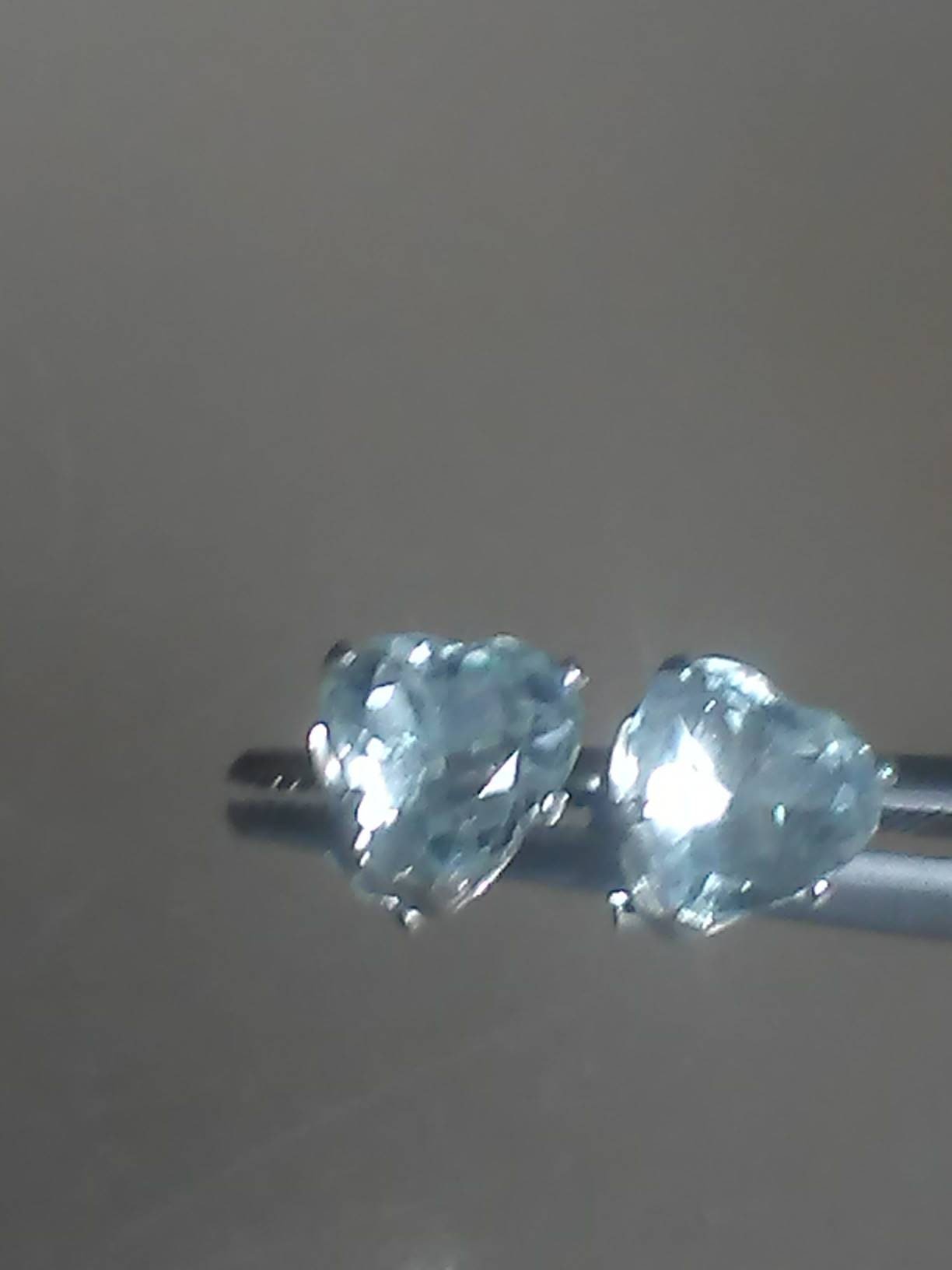 Heart Aquamarine Solitaire Stud Earrings Sterling Silver - Gems by Gigi