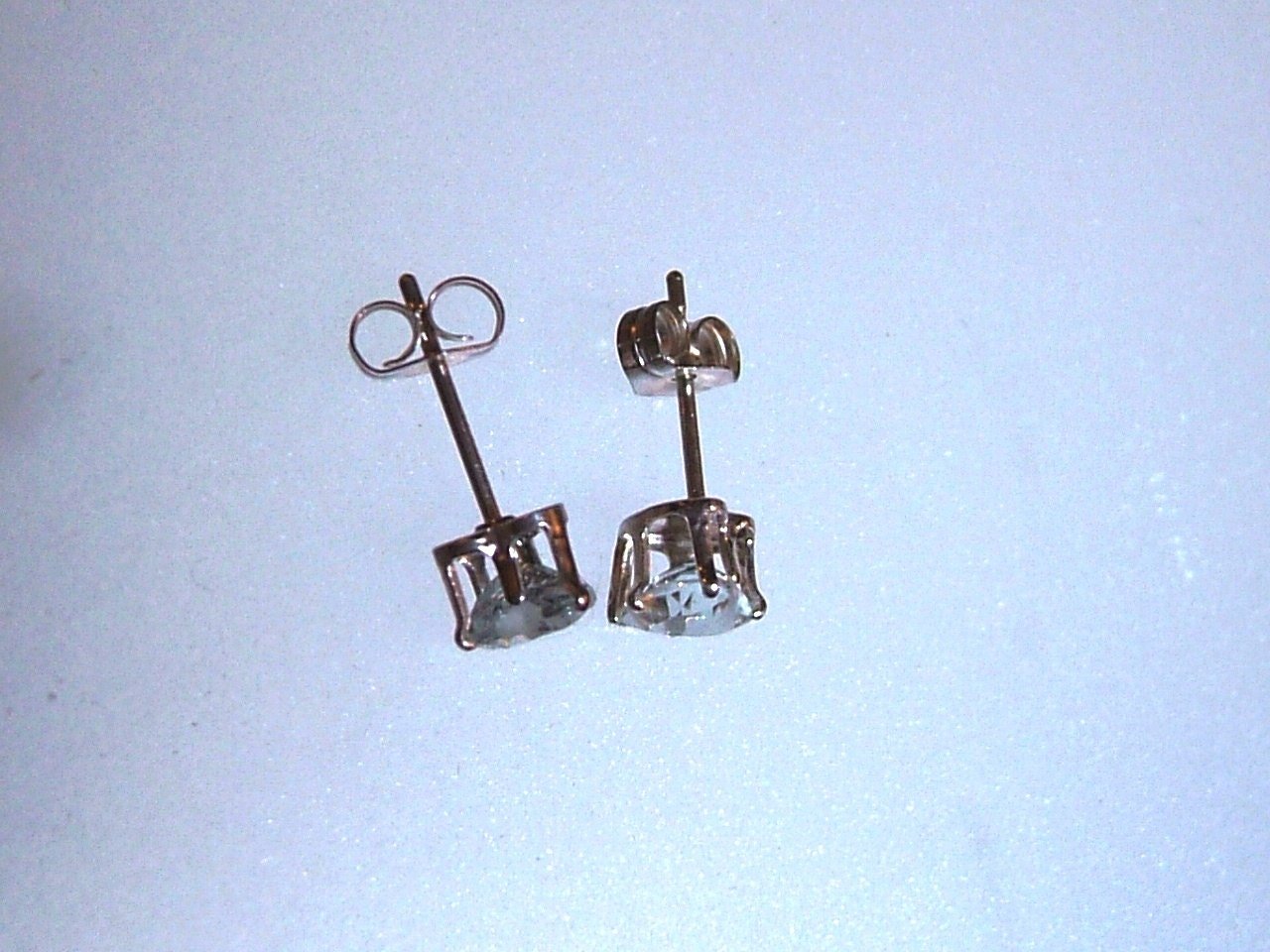 Heart Aquamarine Stud Earrings Sterling Silver - Gems by Gigi