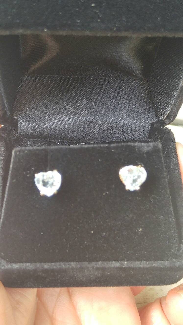 Heart Aquamarine Stud Earrings Yellow Gold 14kt - Gems by Gigi