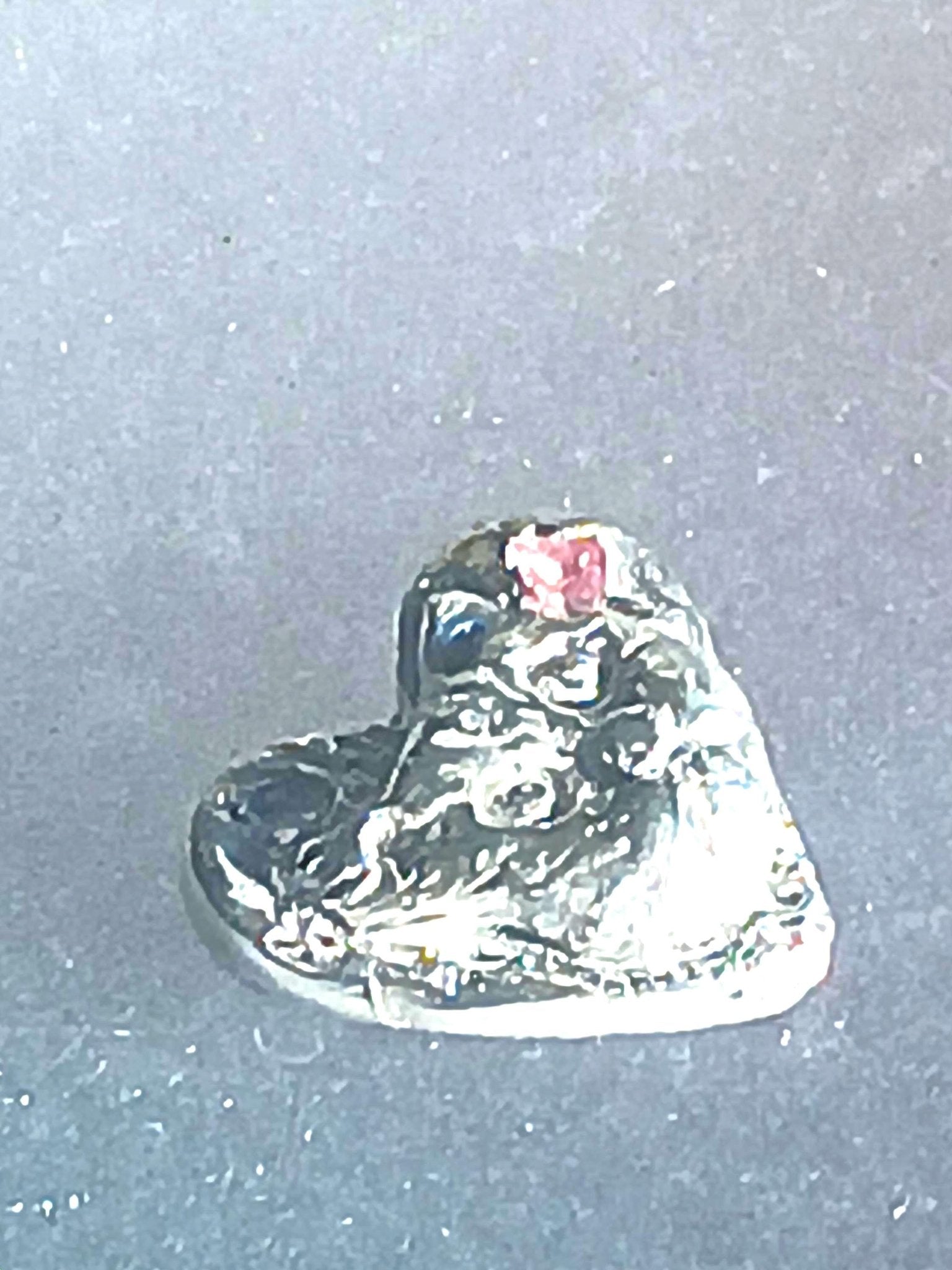 Heart Cat Kitty Sapphire Charm Fine Silver 999 - Gems by Gigi