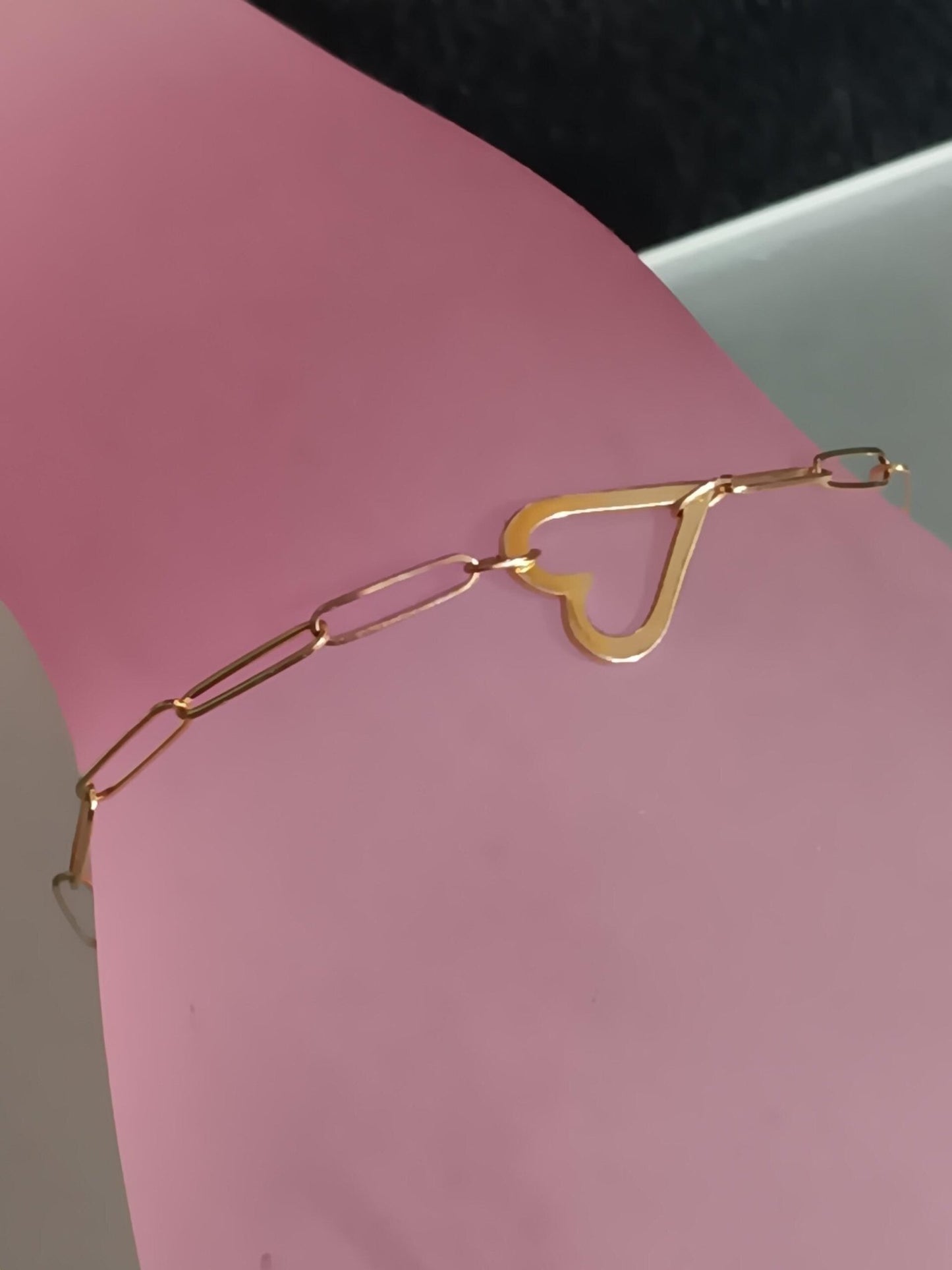 Heart Paperclip-Style Chain Bracelet 14kt Yellow Gold - Gems by Gigi