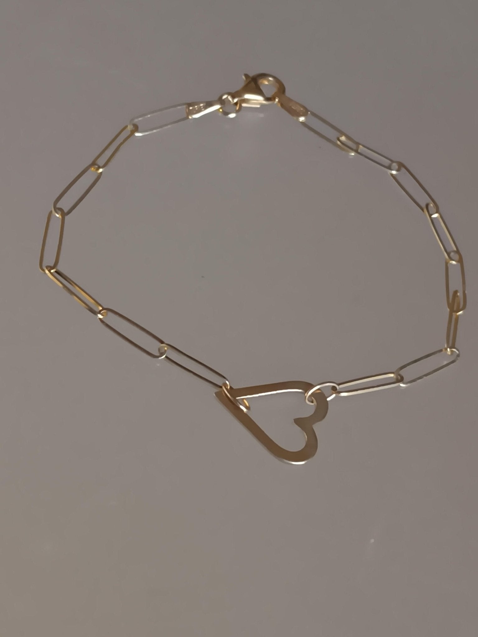 Heart Paperclip-Style Chain Bracelet 14kt Yellow Gold - Gems by Gigi
