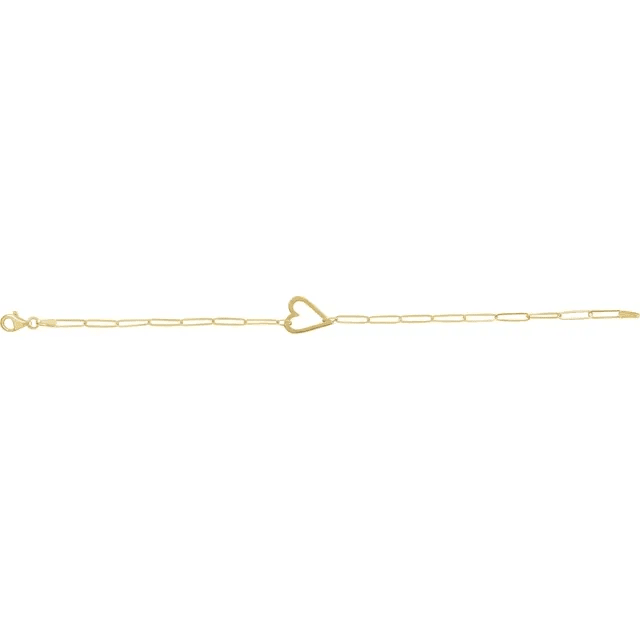 Heart Paperclip-Style Chain Bracelet 14kt Yellow Gold - Gems by Gigi