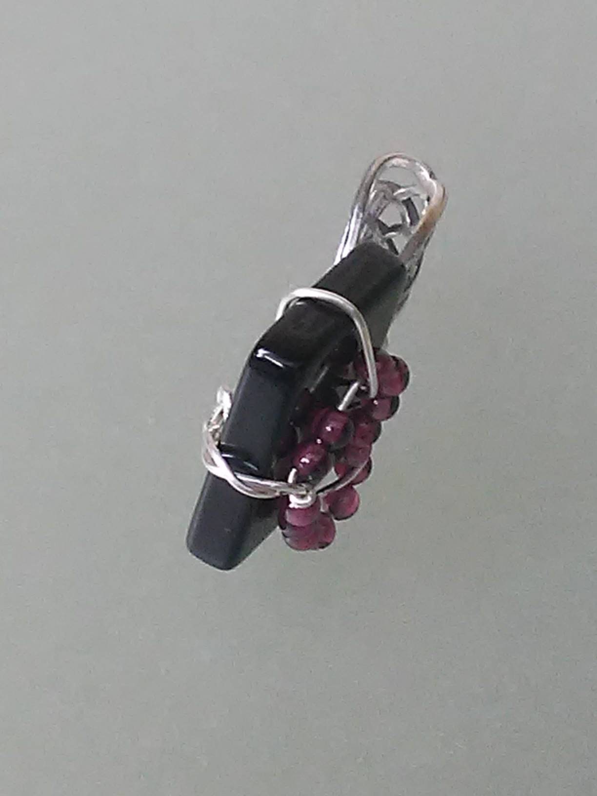 Heart Pendant Garnet Onyx Celtic Bail Sterling Silver - Gems by Gigi
