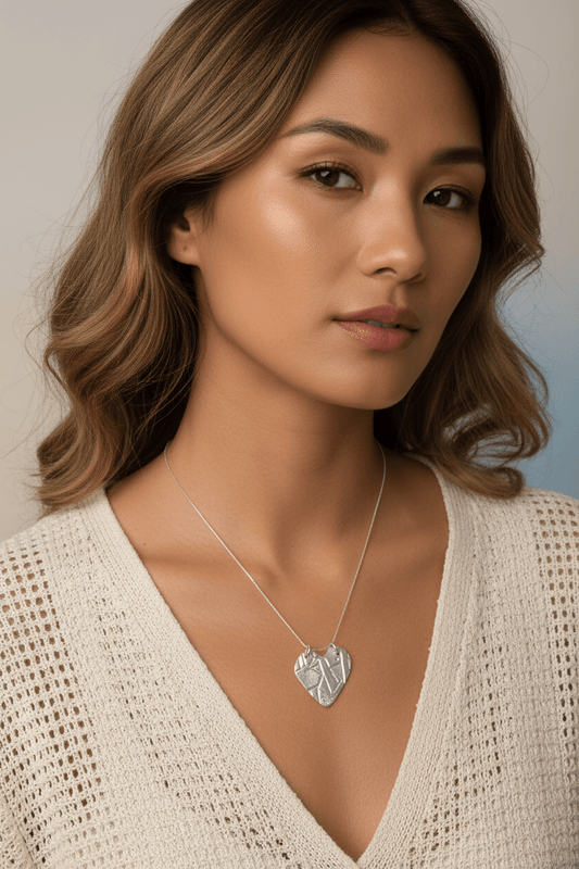 Heart Pendant Origami Crane Sterling Silver Modern - Gems by Gigi