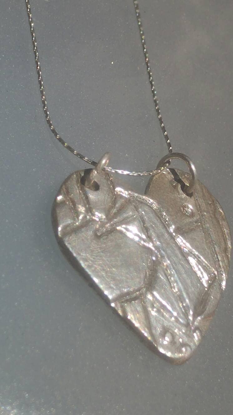 Heart Pendant Origami Crane Sterling Silver Modern - Gems by Gigi