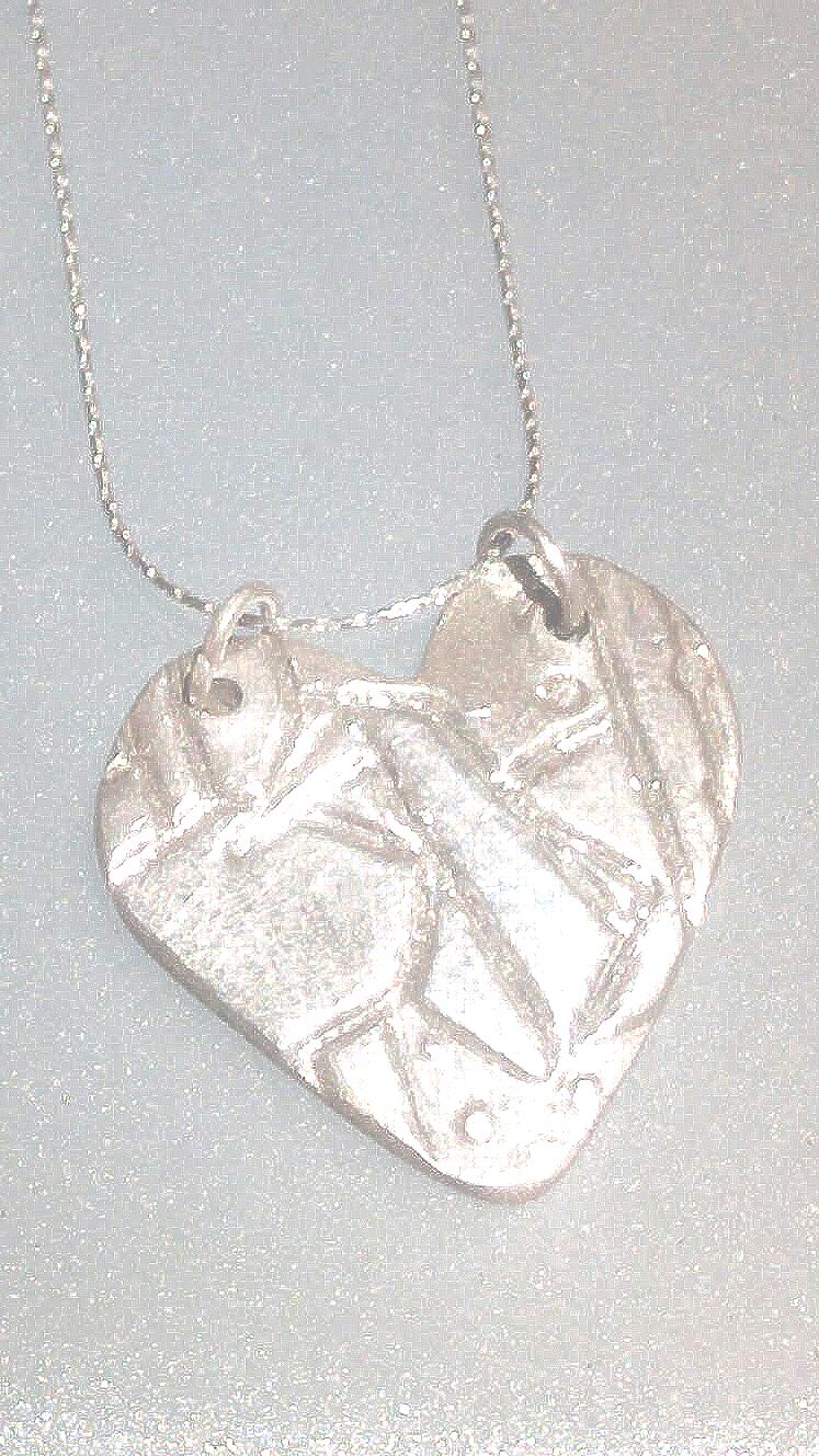 Heart Pendant Origami Crane Sterling Silver Modern - Gems by Gigi