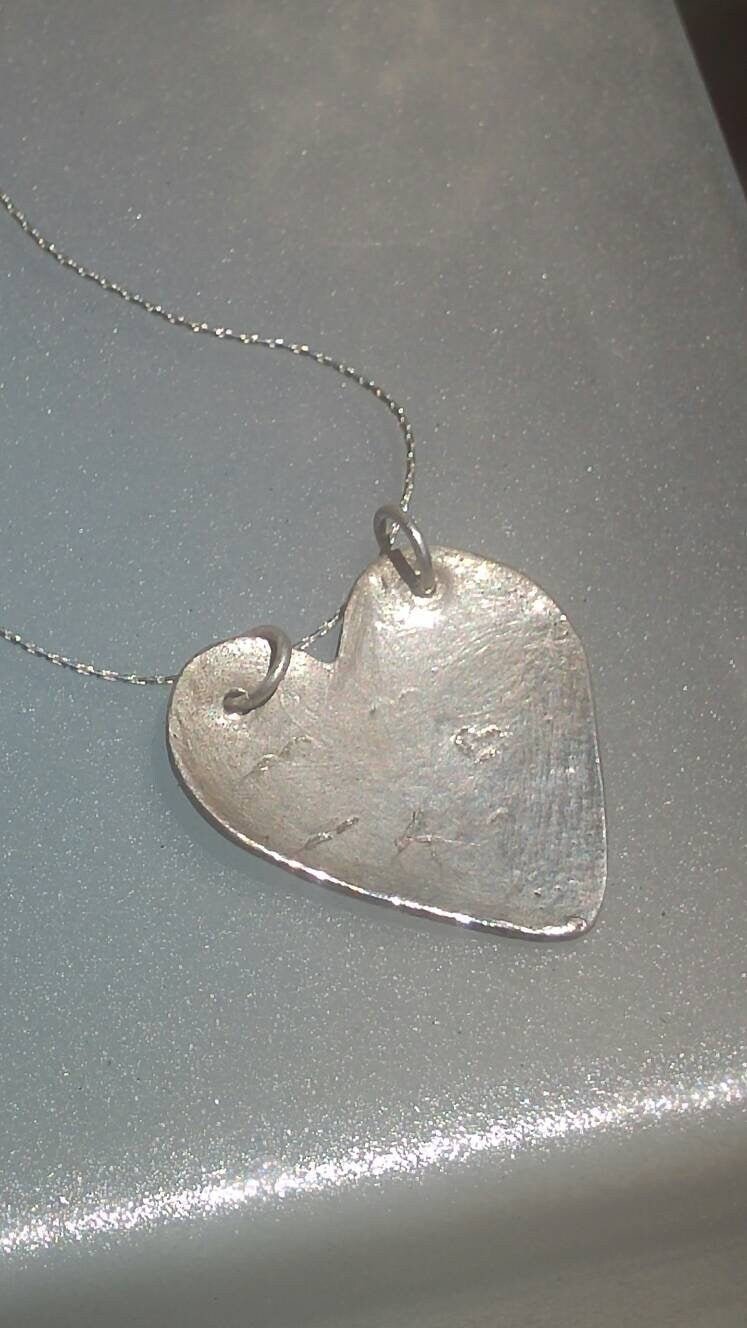 Heart Pendant Origami Crane Sterling Silver Modern - Gems by Gigi