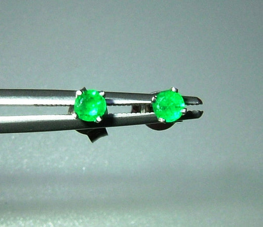 Colombian Emerald Stud Earrings White Gold