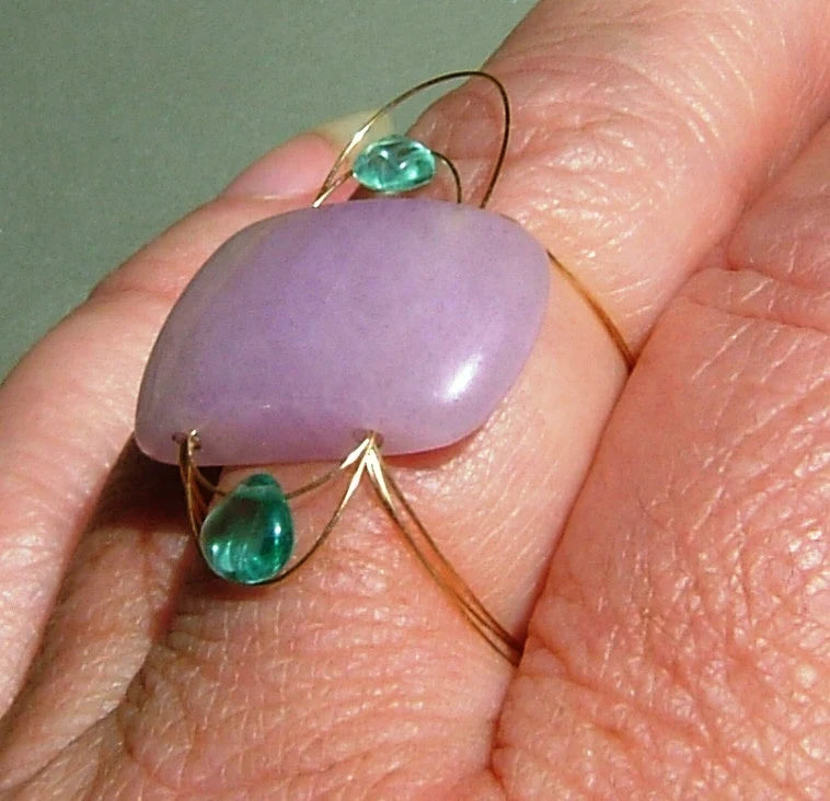 Lavender Jadeite Apatite Orbital Ring 18kt Yellow Gold