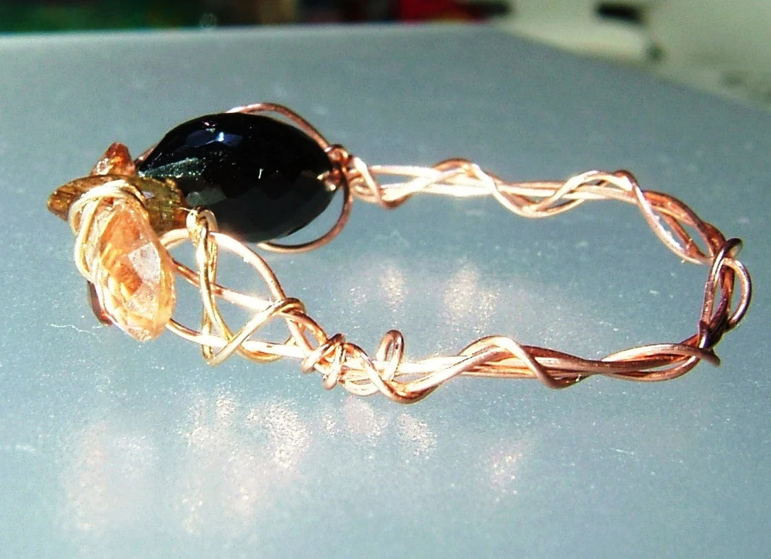Black Spinel Andalusite Swirl Ring 14kt Rose Gold