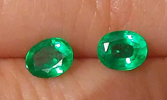 Natural Colombian Emerald Loose Oval Pair 0.80ct