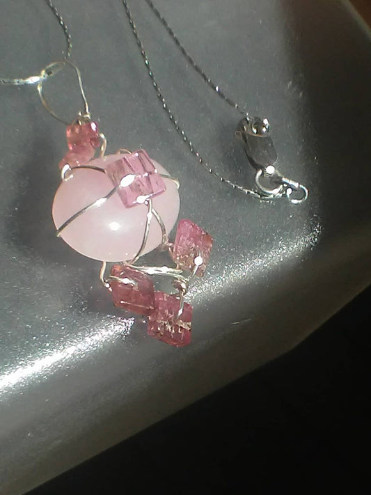 Lavender Jadeite Tourmaline Pendant Sterling Silver