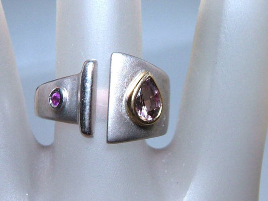 Open Spinel Ruby Split Band Ring Sterling Silver 18kt