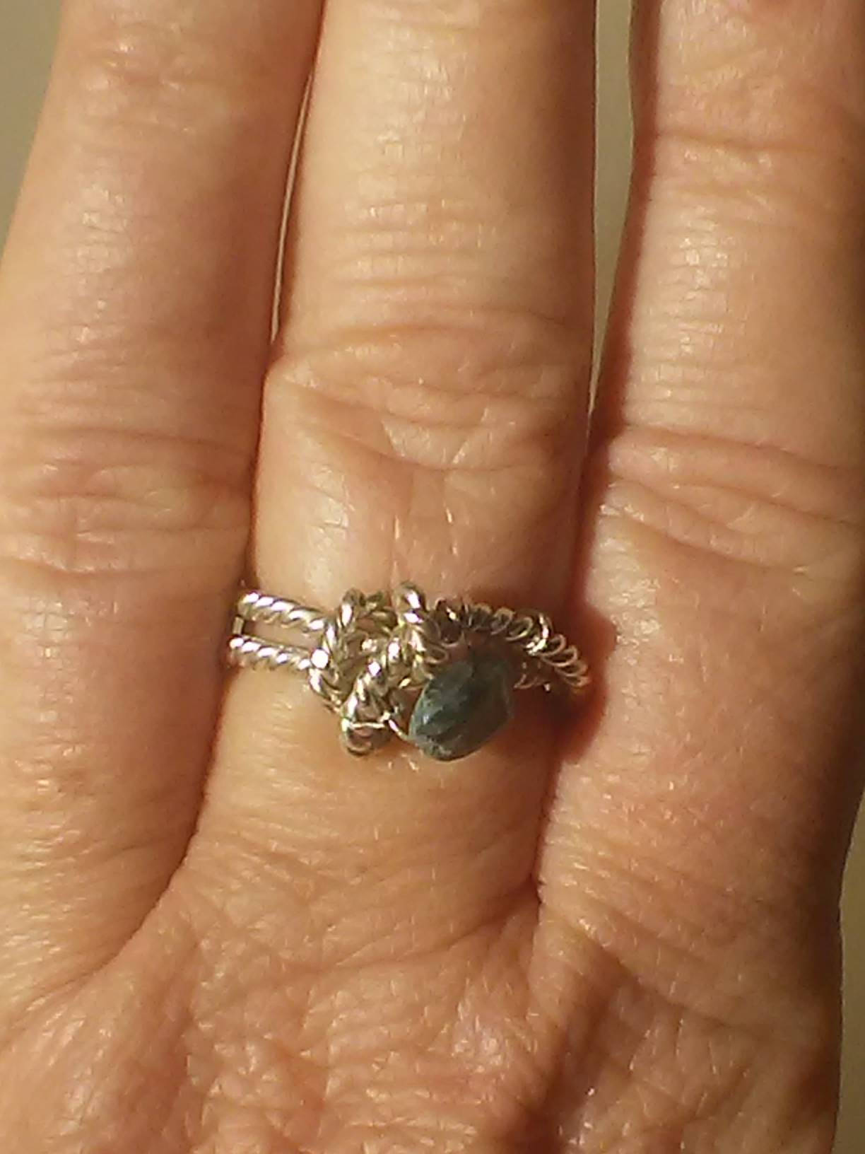 Indicolite Twisted Band Ring Sterling Silver - Gems by Gigi