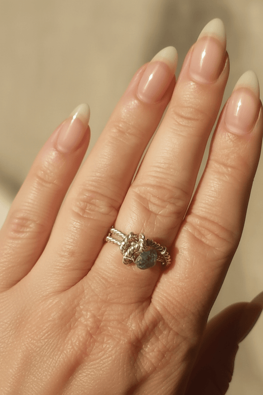 Indicolite Twisted Band Ring Sterling Silver - Gems by Gigi