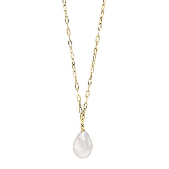 Keshi Cultured White Baroque Pearl Necklace Yellow Gold 10kt - Gems by Gigi