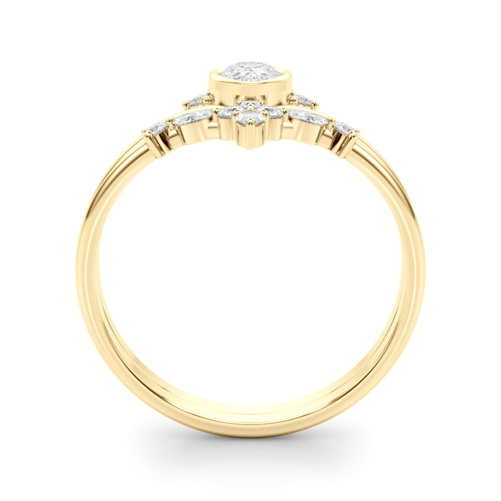 Lab Grown Diamond Crown V Ring Yellow Gold 14kt - Gems by Gigi