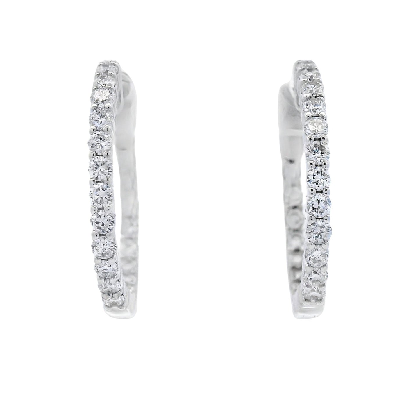 Lab Grown Diamond Inside Outside Hoop Earrings Sterling SIlver - Gems by Gigi