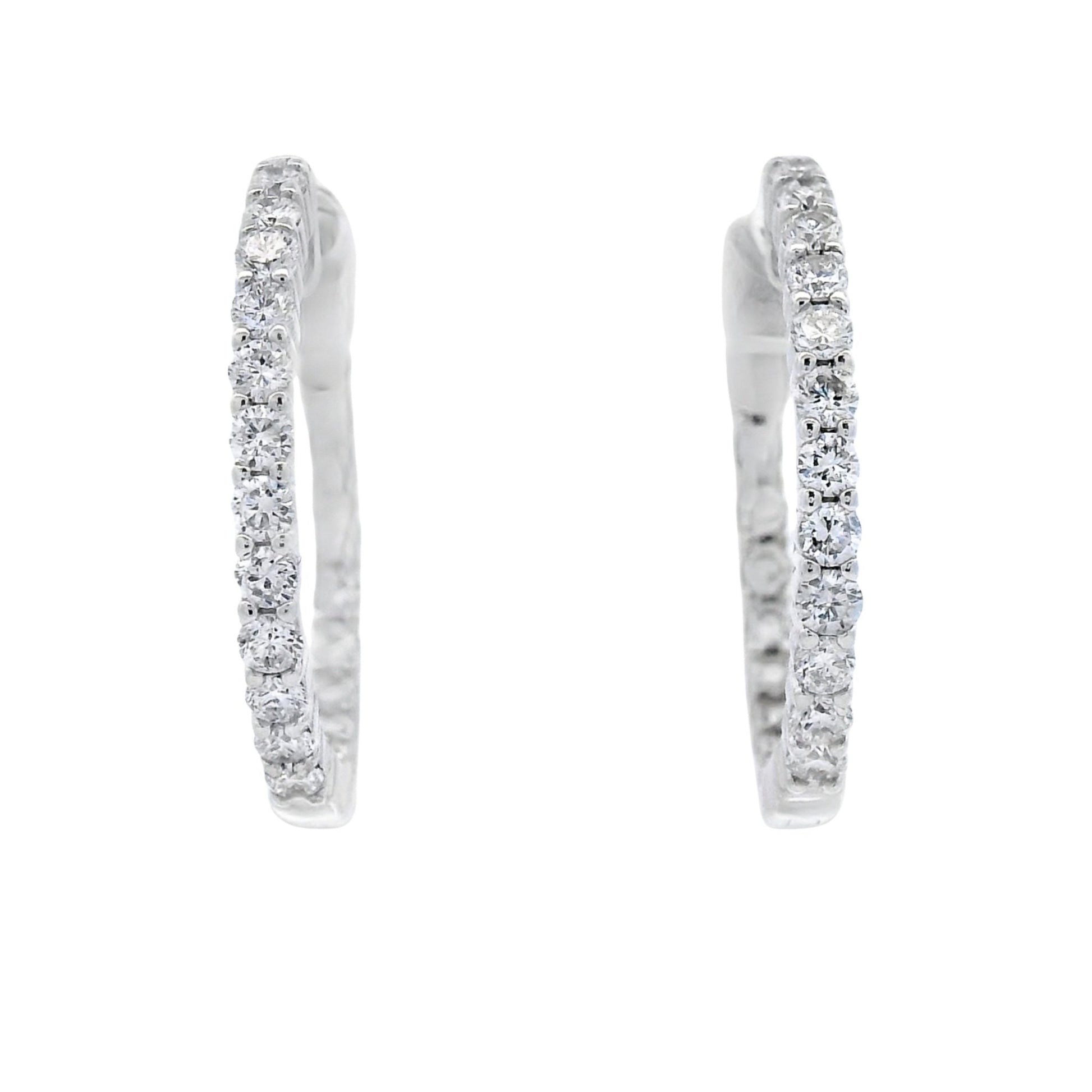 Lab Grown Diamond Inside Outside Hoop Earrings Sterling SIlver - Gems by Gigi