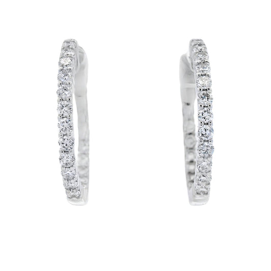 Lab Grown Diamond Inside Outside Hoop Earrings Sterling SIlver - Gems by Gigi