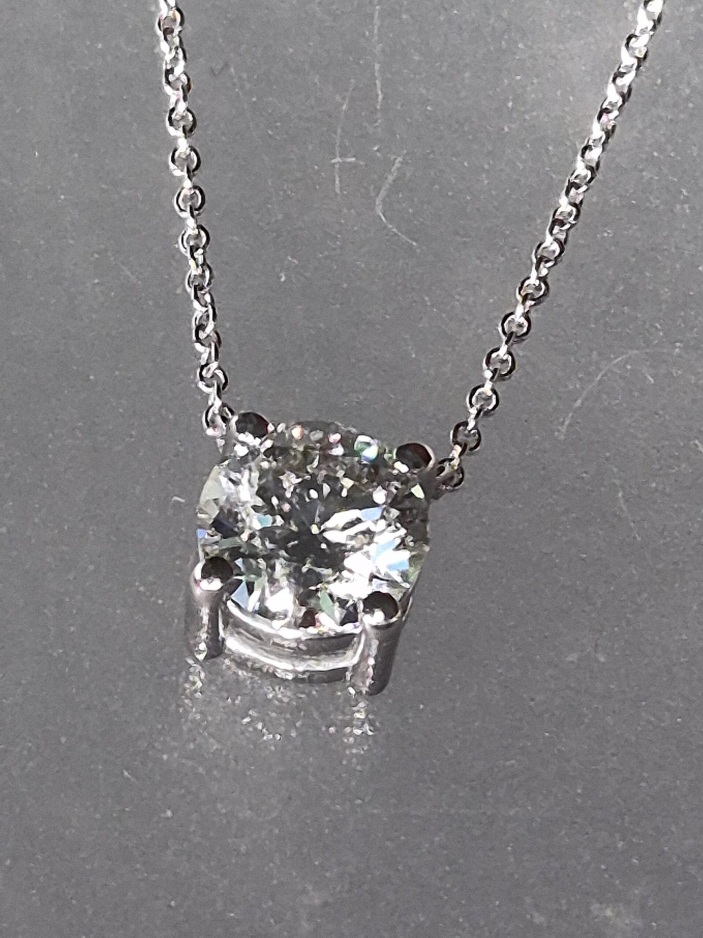 Lab Grown Diamond Solitaire Necklace White Gold 14kt 1.50ct - Gems by Gigi