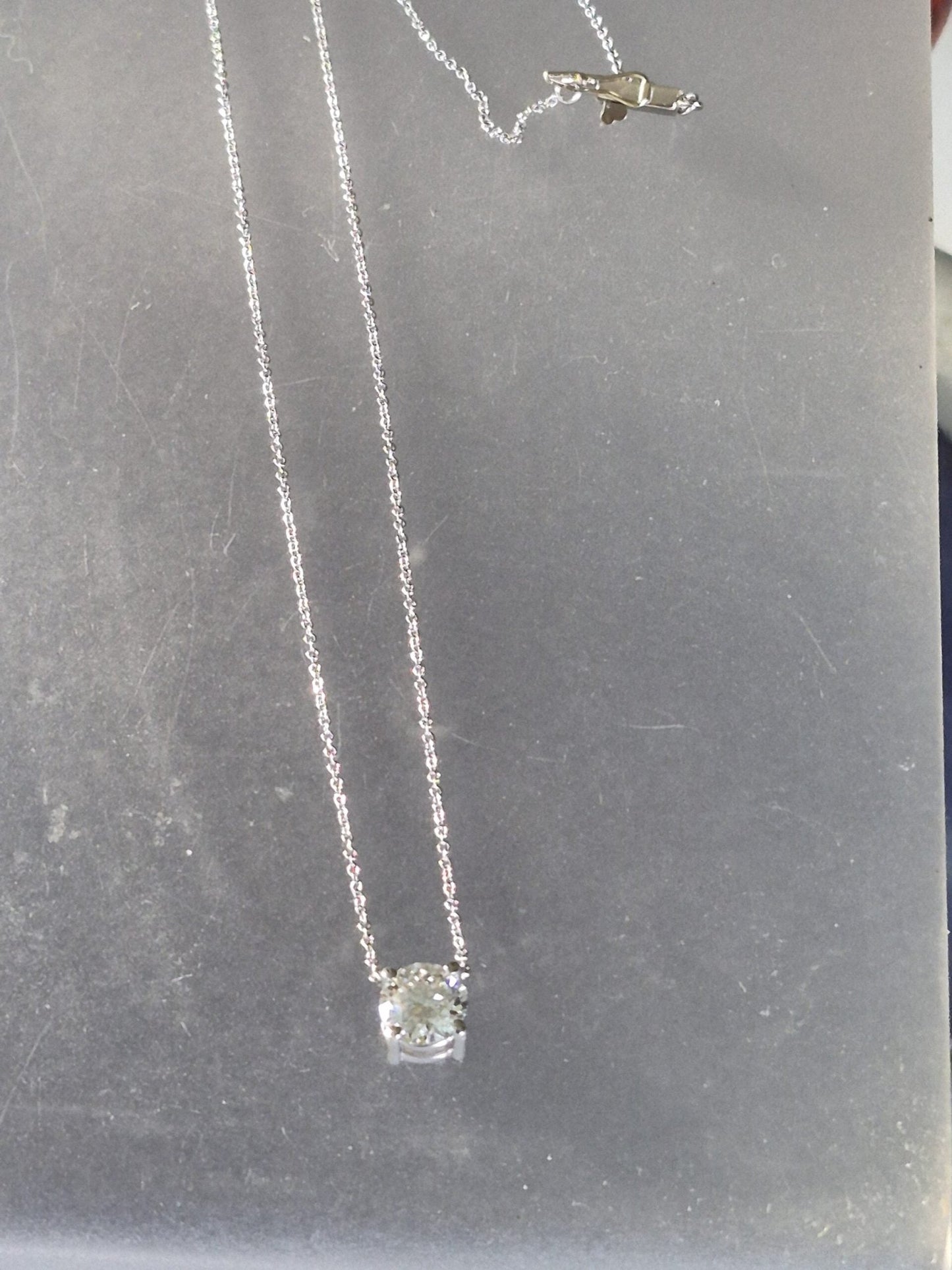 Lab Grown Diamond Solitaire Necklace White Gold 14kt 1.50ct - Gems by Gigi