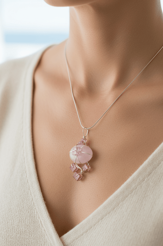 Lavender Jadeite Tourmaline Pendant Sterling Silver - Gems by Gigi