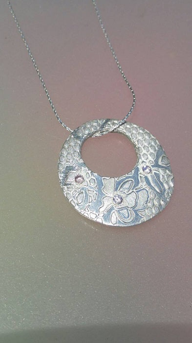 Lavender Sapphire Lace Disc Pendant