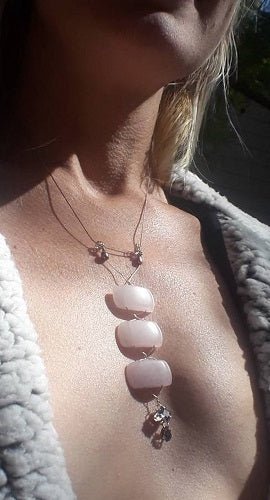 Long Purple Pendant Lavender Jade Double Bail Sterling Silver - Gems by Gigi