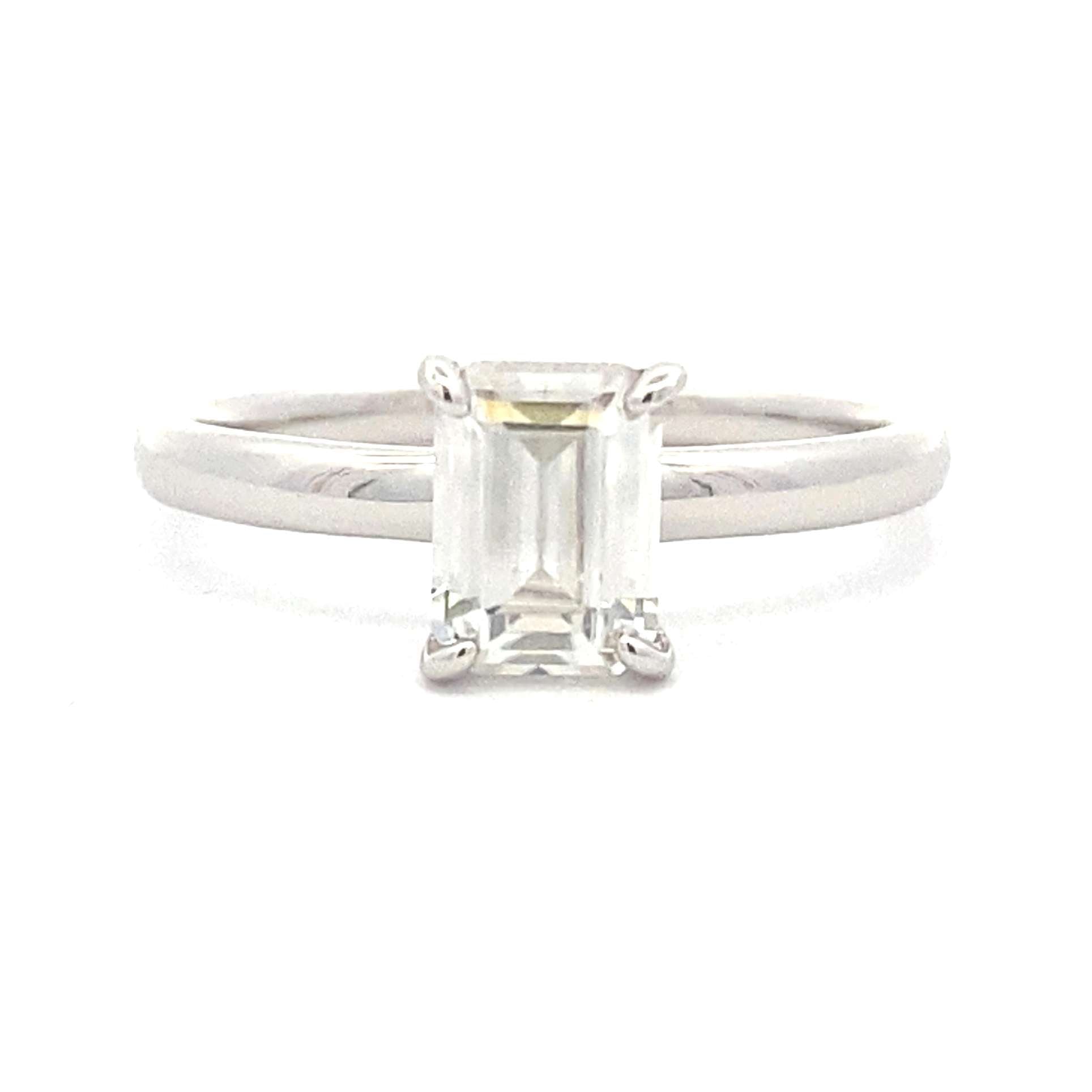 Moissanite Emerald 1ct Solitaire Engagement Ring Sterling Silver - Gems by Gigi