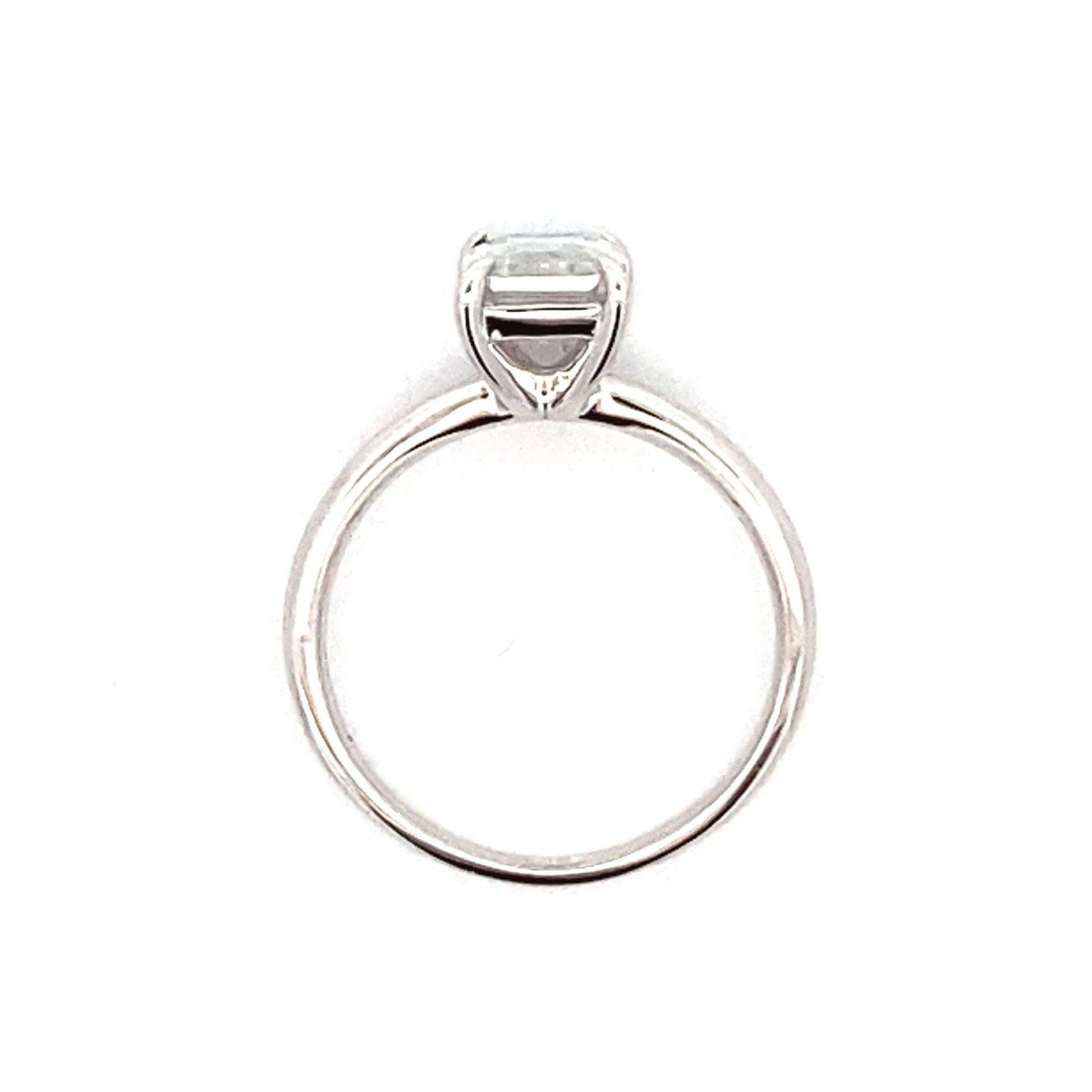 Moissanite Emerald Cut Solitaire Engagement Ring Sterling Silver - Gems by Gigi