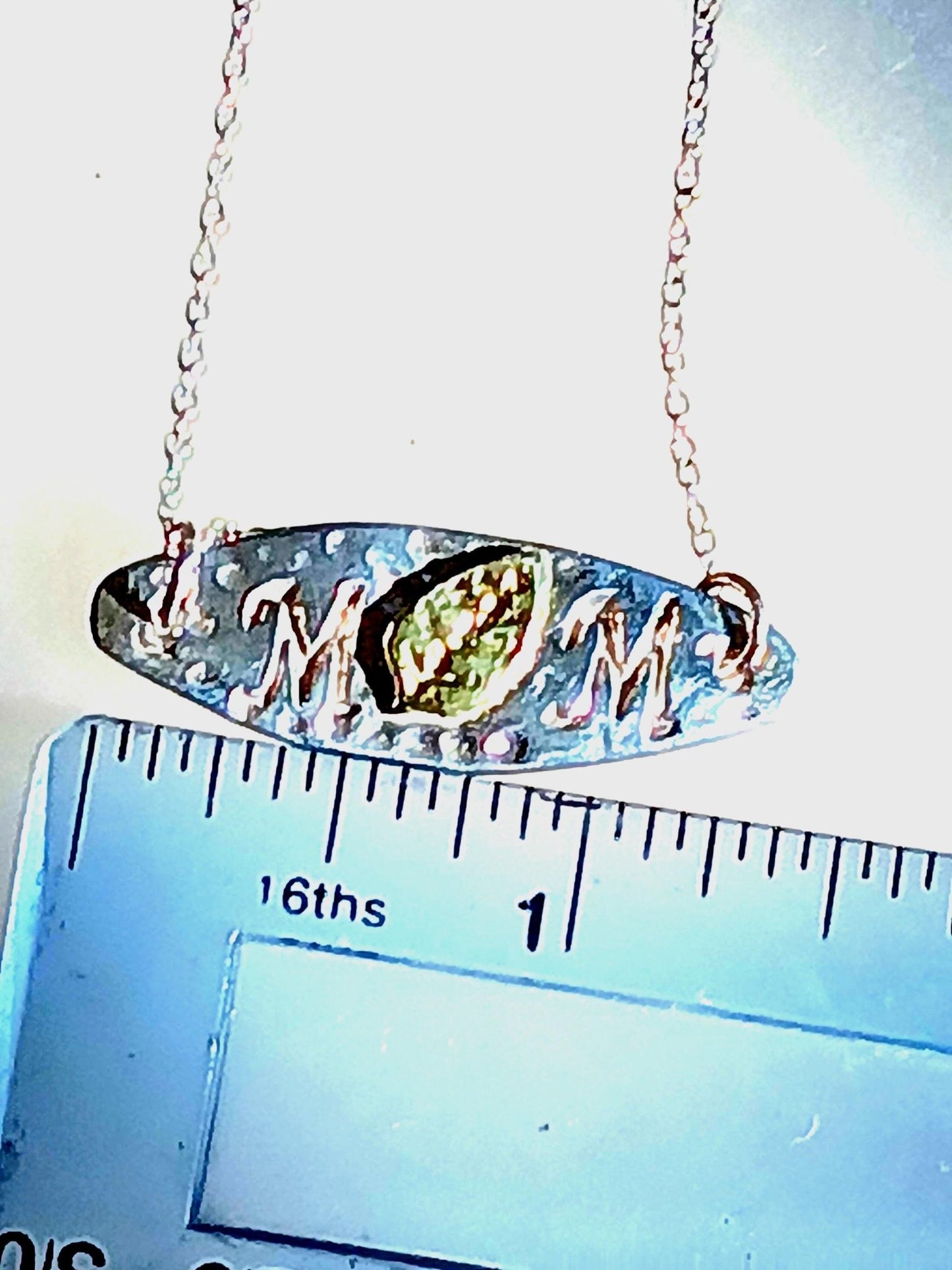 Mom Leaf Pendant Necklace Fine Silver 22kt Gold - Gems by Gigi