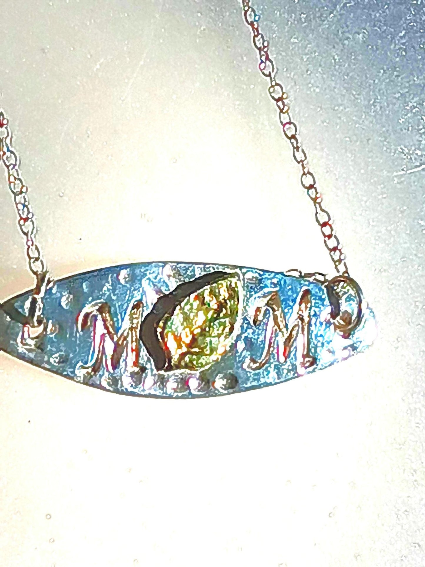 Mom Leaf Pendant Necklace Fine Silver 22kt Gold - Gems by Gigi