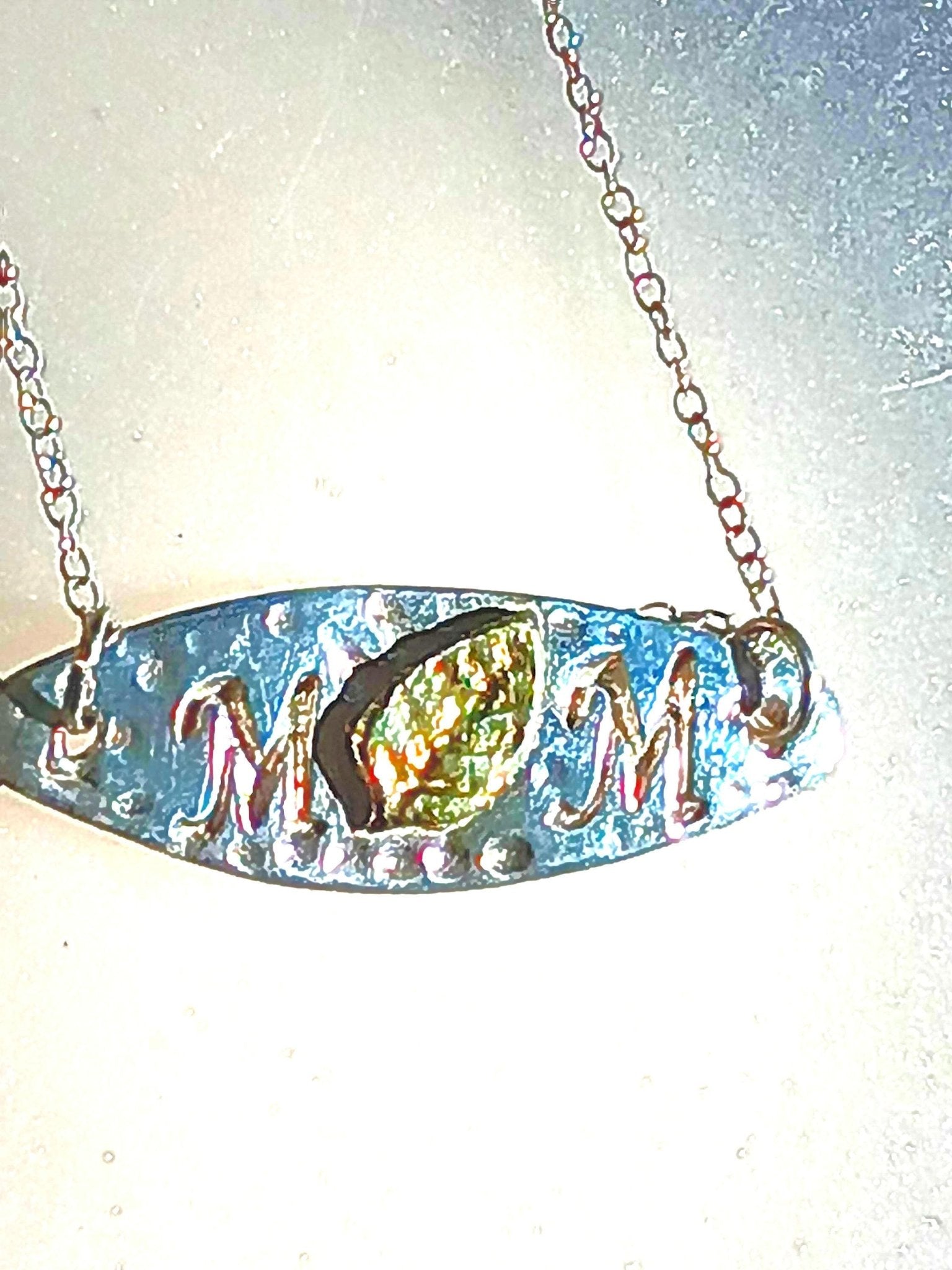 Mom Leaf Pendant Necklace Fine Silver 22kt Gold - Gems by Gigi