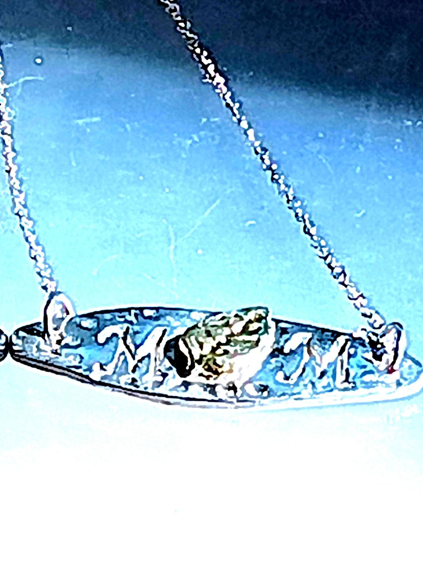Mom Leaf Pendant Necklace Fine Silver 22kt Gold - Gems by Gigi