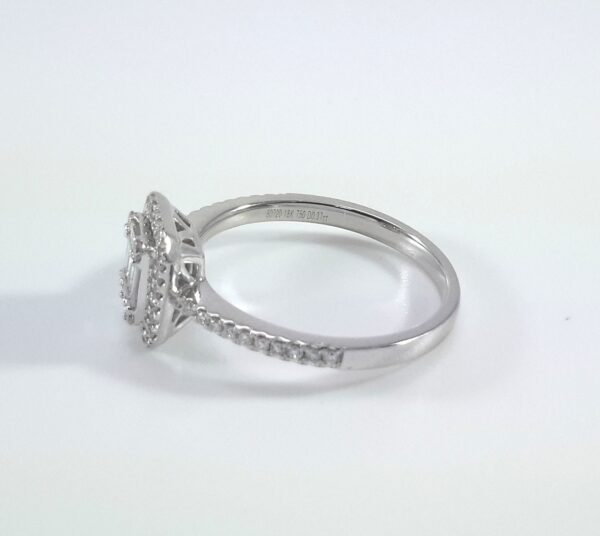 Mosaic Diamond Cushion Halo Engagement Ring White Gold 18kt - Gems by Gigi