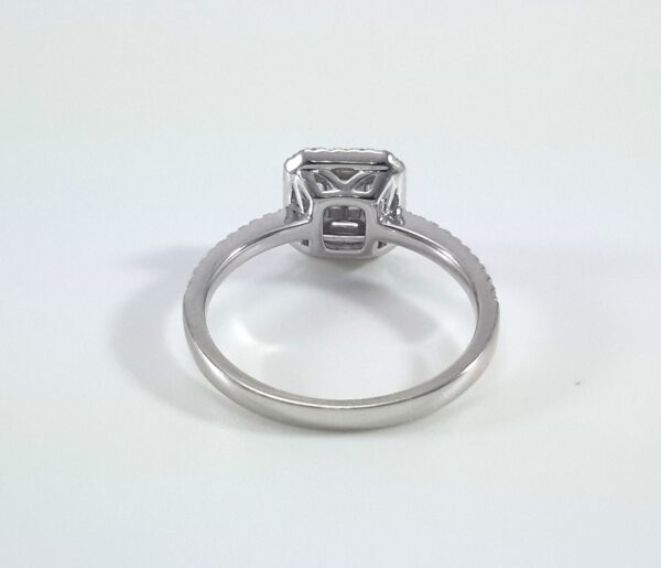 Mosaic Diamond Cushion Halo Engagement Ring White Gold 18kt - Gems by Gigi