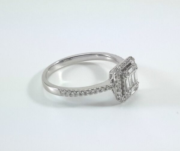Mosaic Diamond Cushion Halo Engagement Ring White Gold 18kt - Gems by Gigi