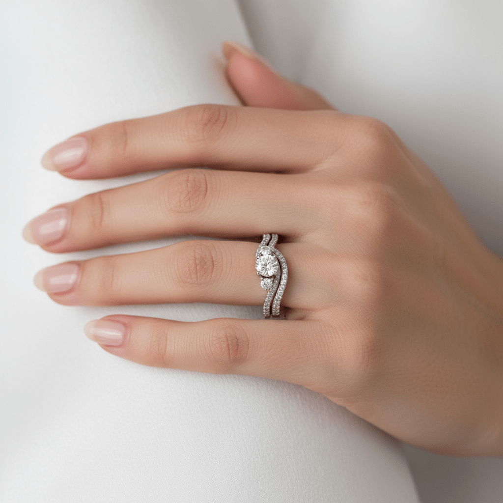 Natural Diamond Bridal Set White Gold 14kt 0.70cttw - Gems by Gigi