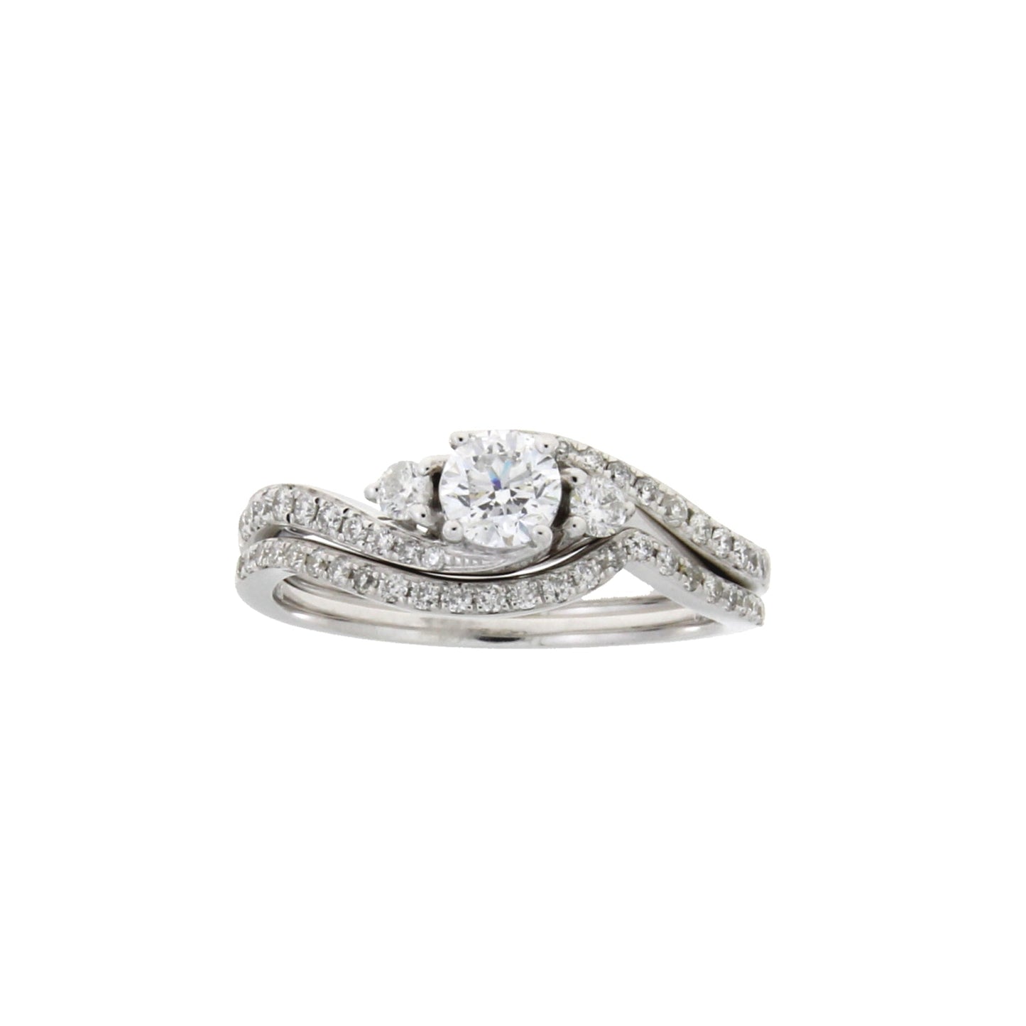 Natural Diamond Bridal Set White Gold 14kt 0.70cttw - Gems by Gigi