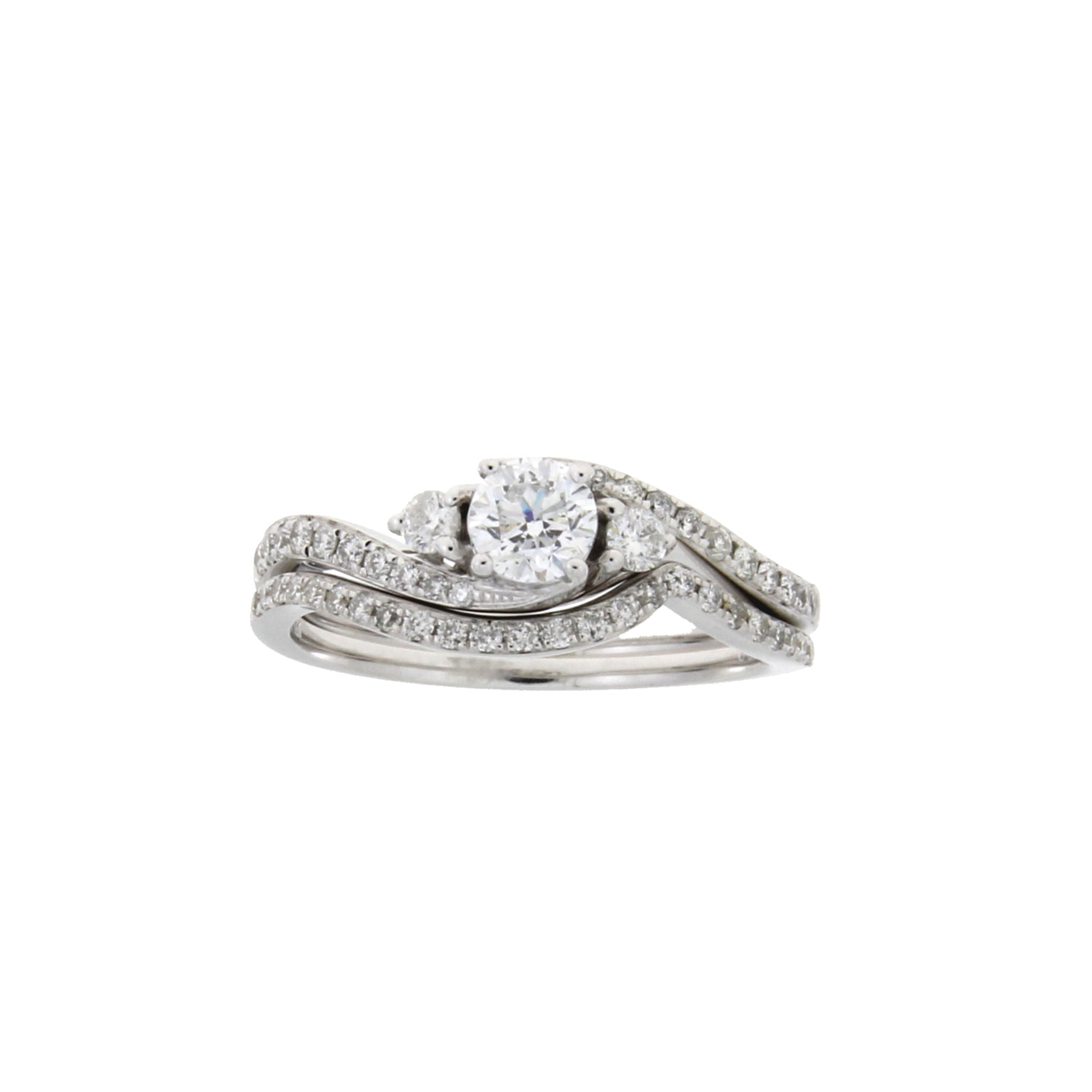 Natural Diamond Bridal Set White Gold 14kt 0.70cttw - Gems by Gigi