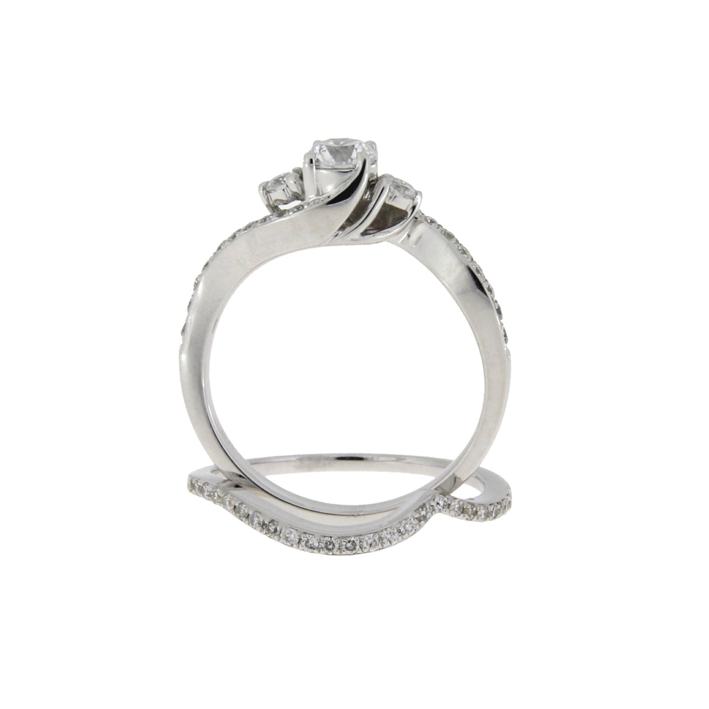 Natural Diamond Bridal Set White Gold 14kt 0.70cttw - Gems by Gigi