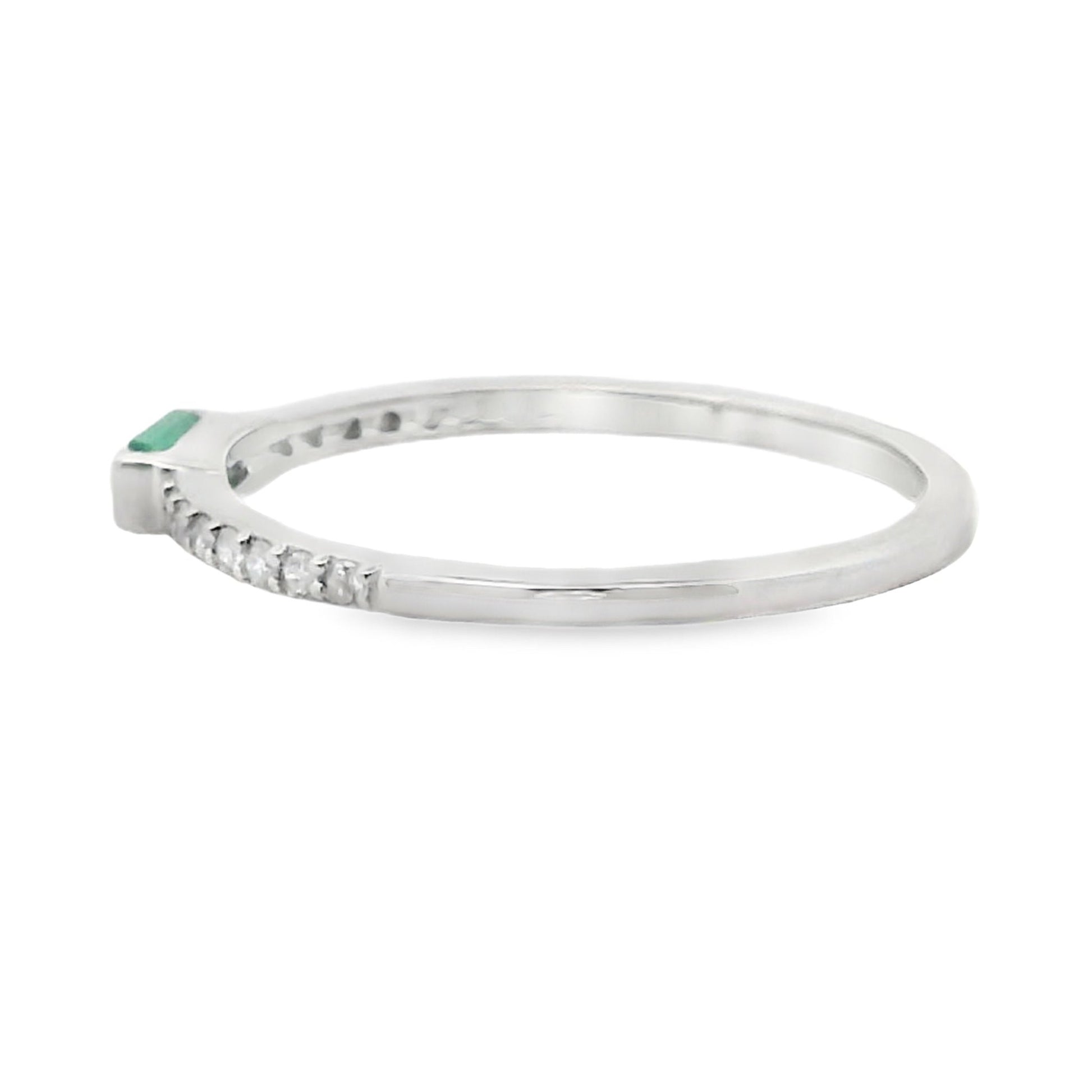 Natural Emerald Diamond Stackable Band Ring 14kt Gold - Gems by Gigi