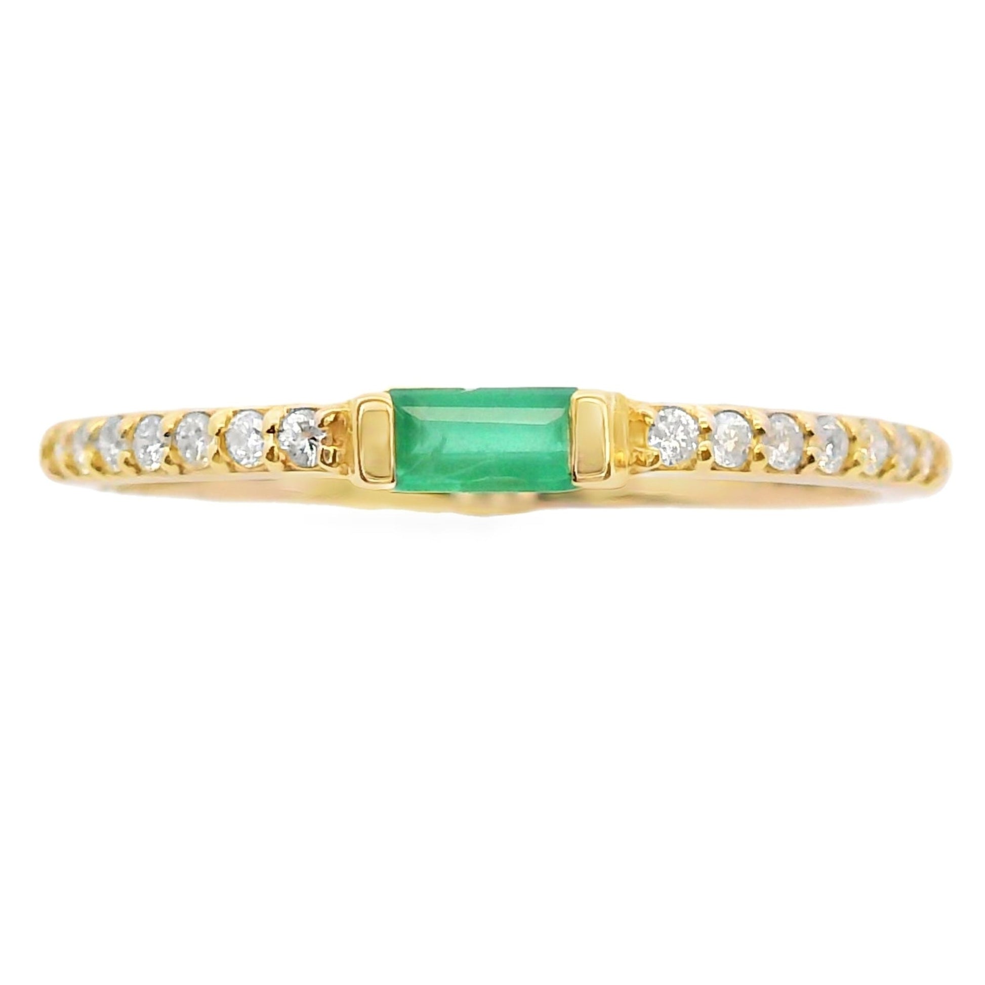 Natural Emerald Diamond Stackable Band Ring 14kt Gold - Gems by Gigi