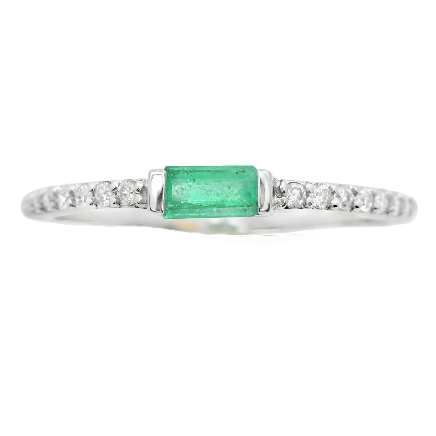 Natural Emerald Diamond Stackable Band Ring 14kt Gold - Gems by Gigi