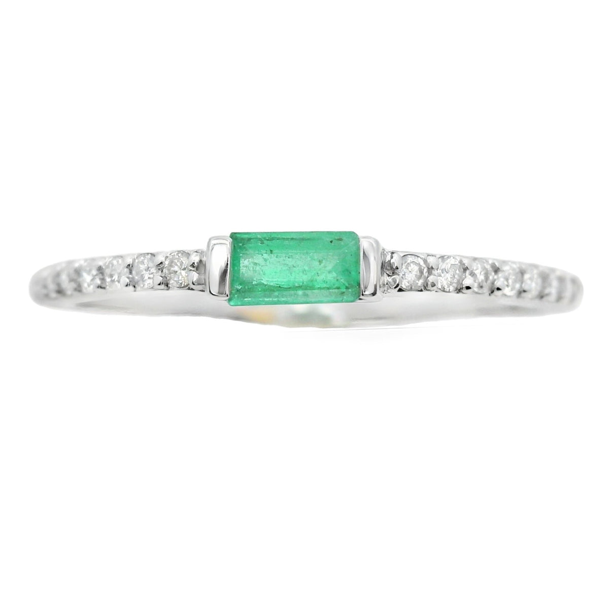 Natural Emerald Diamond Stackable Band Ring 14kt Gold - Gems by Gigi