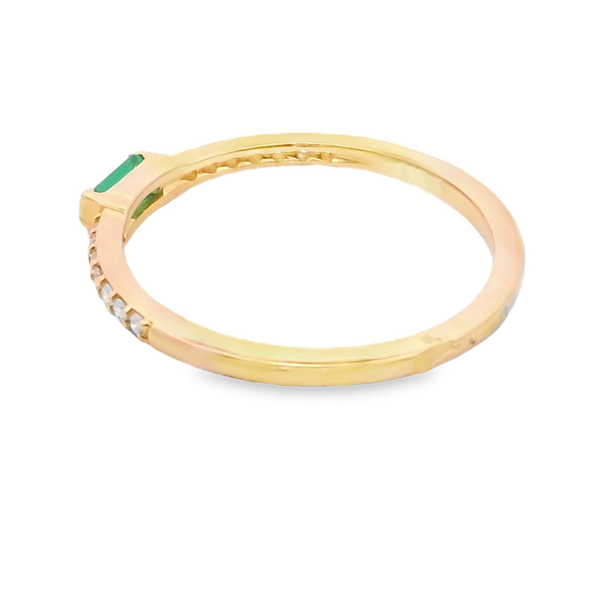Natural Emerald Diamond Stackable Band Ring 14kt Gold - Gems by Gigi