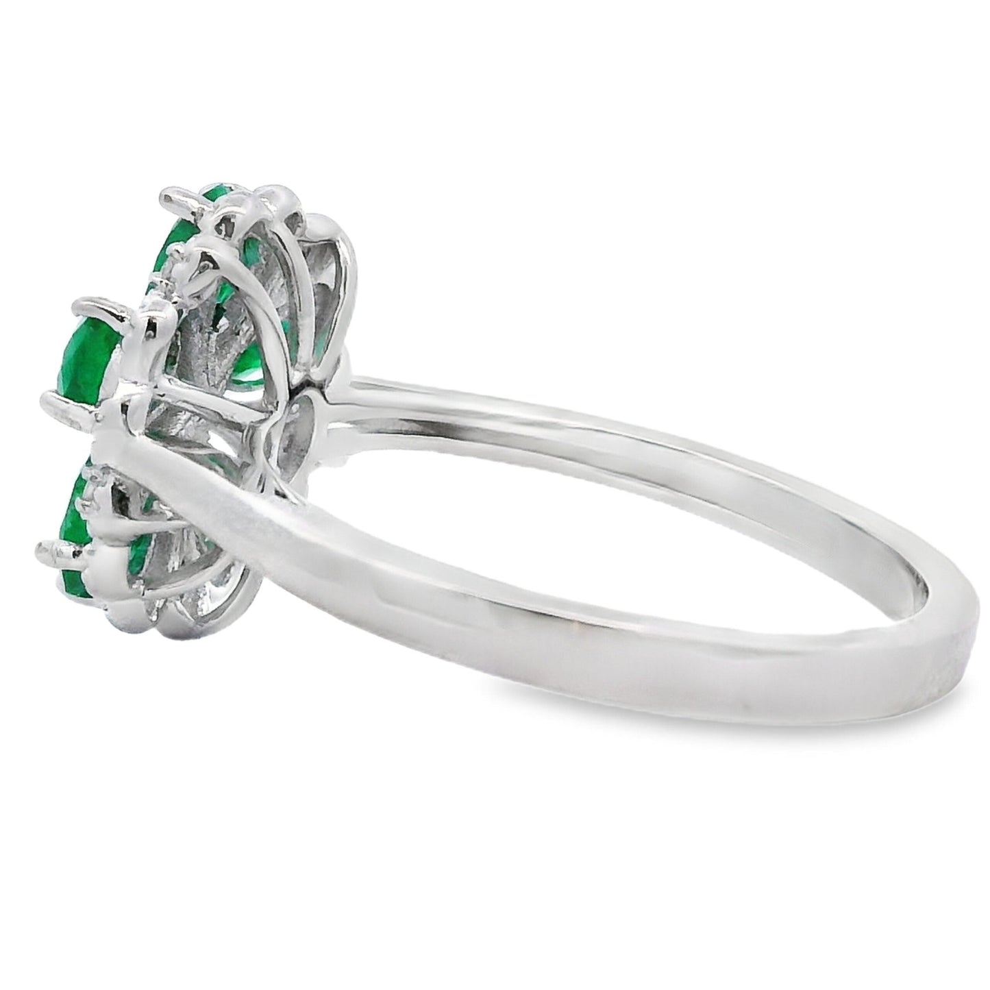 Natural Emerald Zircon Flower Ring Sterling Silver - Gems by Gigi