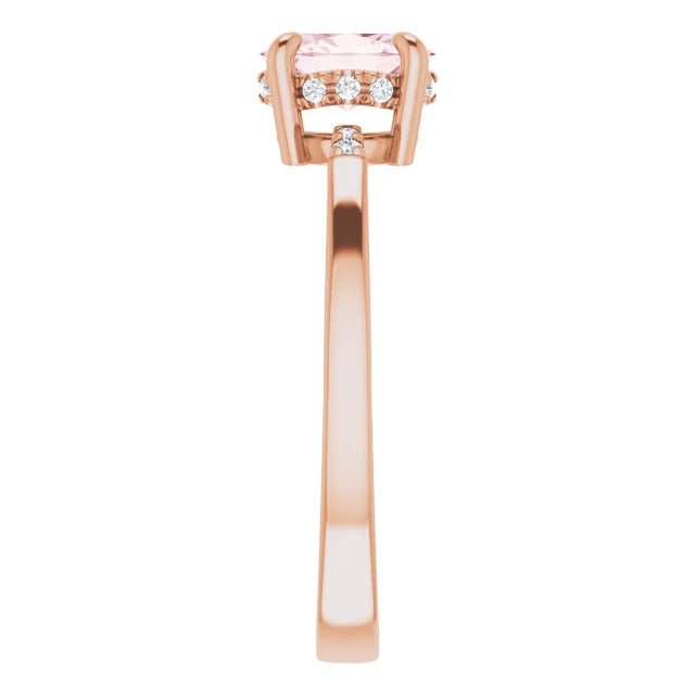Natural Pink Morganite and .06ct Natural Diamond Claw-Prong Ring - Gems by Gigi